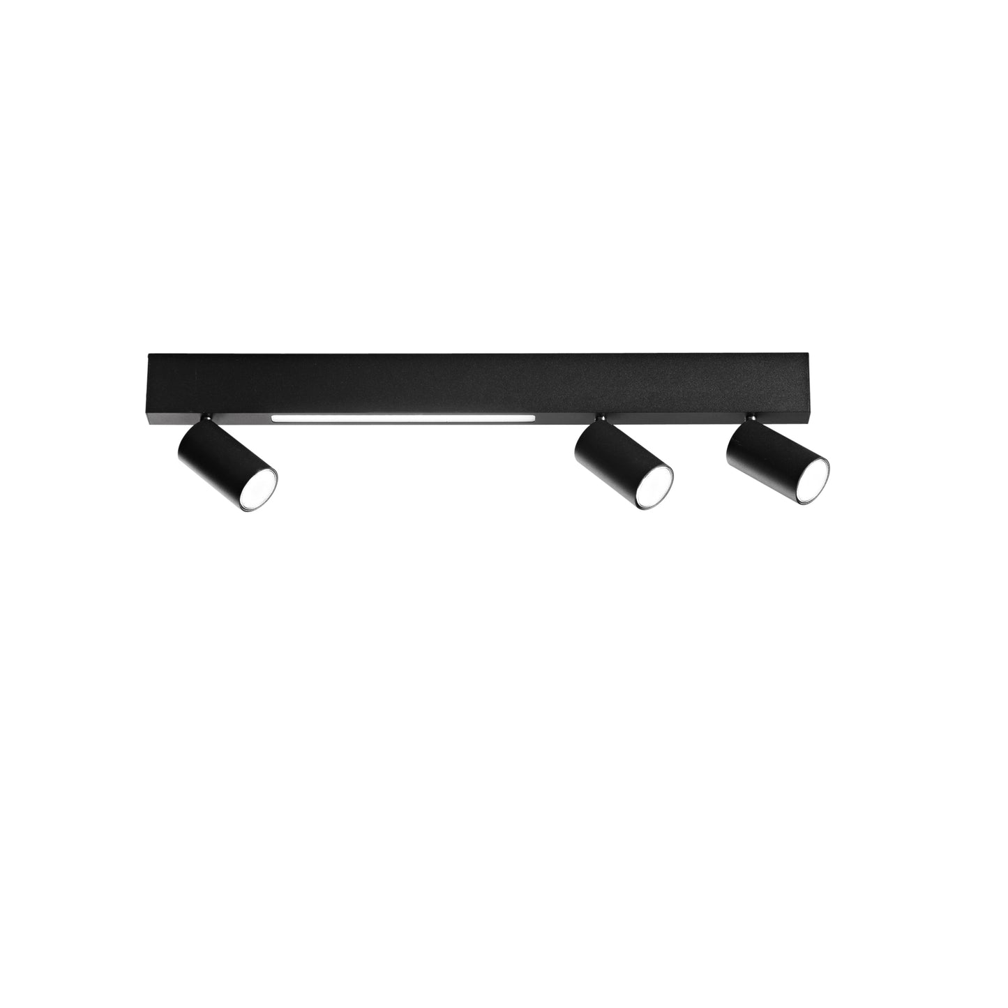 Plafone LED ORIENTED in metallo nero con 3 faretti e 1 striscia LED, CCT, 70 cm.