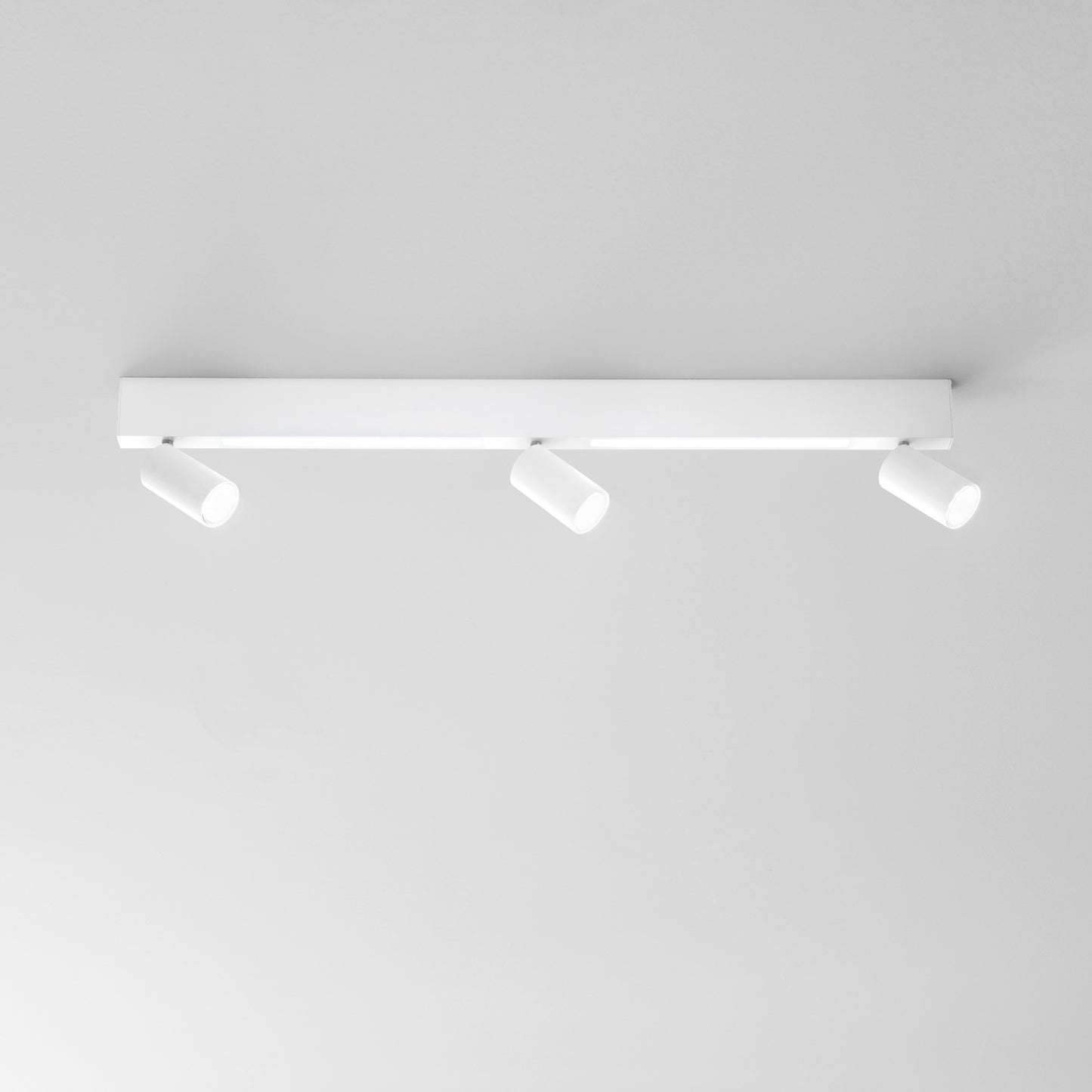Plafone LED ORIENTED in metallo bianco con 3 faretti e 2 striscia LED, CCT, 90 cm.