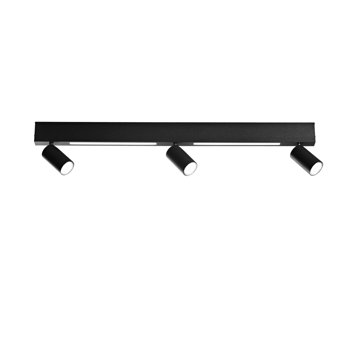 Plafone LED ORIENTED in metallo nero con 3 faretti e 2 striscia LED, CCT, 90 cm.