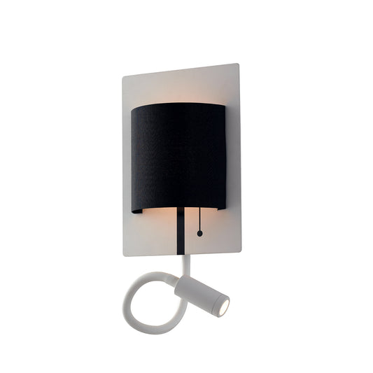 Applique LED POP in metallo bianco con paralume nero e braccio flessibile