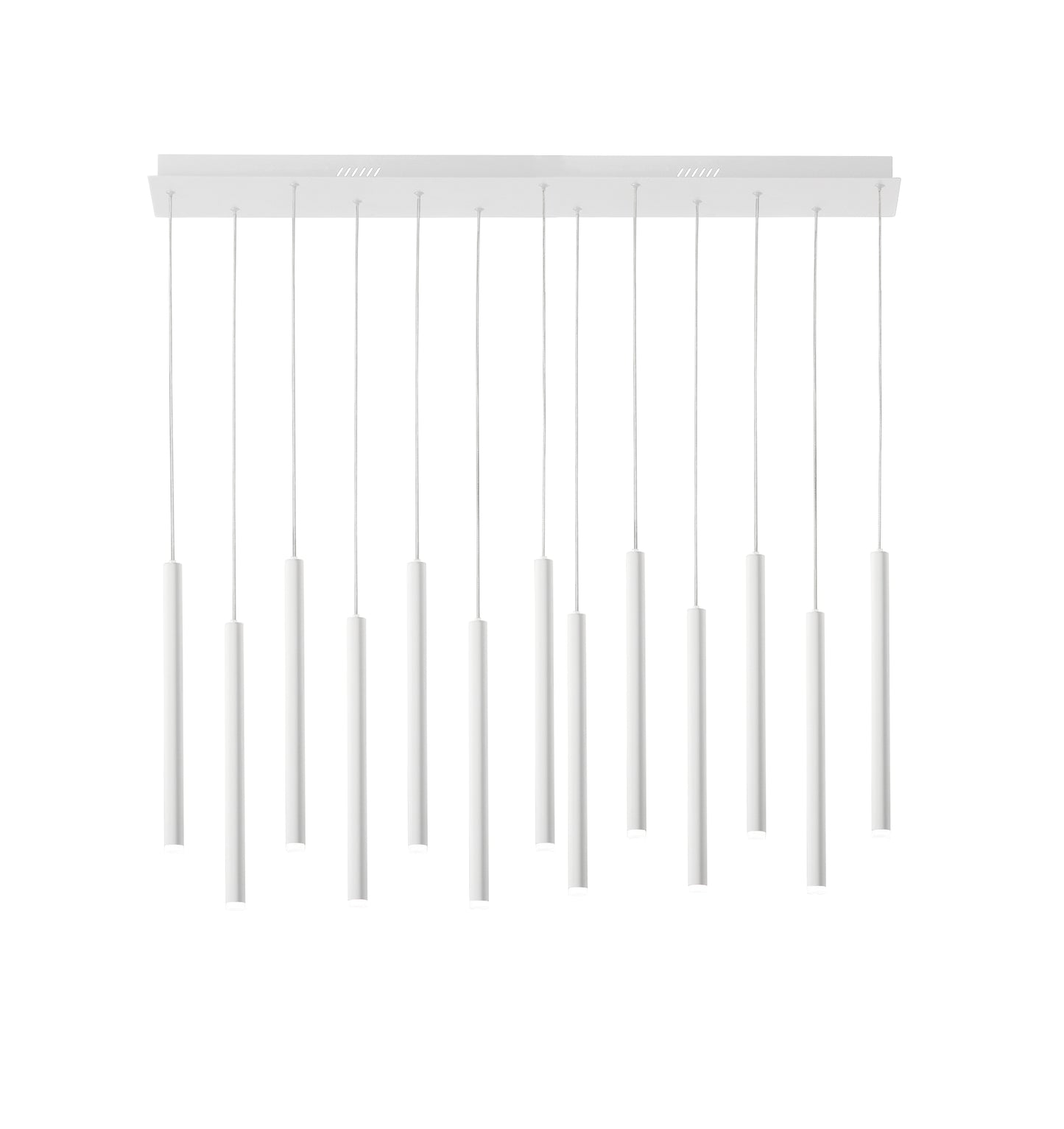 Sospensione LED PYPE a 13 pendenti in metallo bianco, CCT