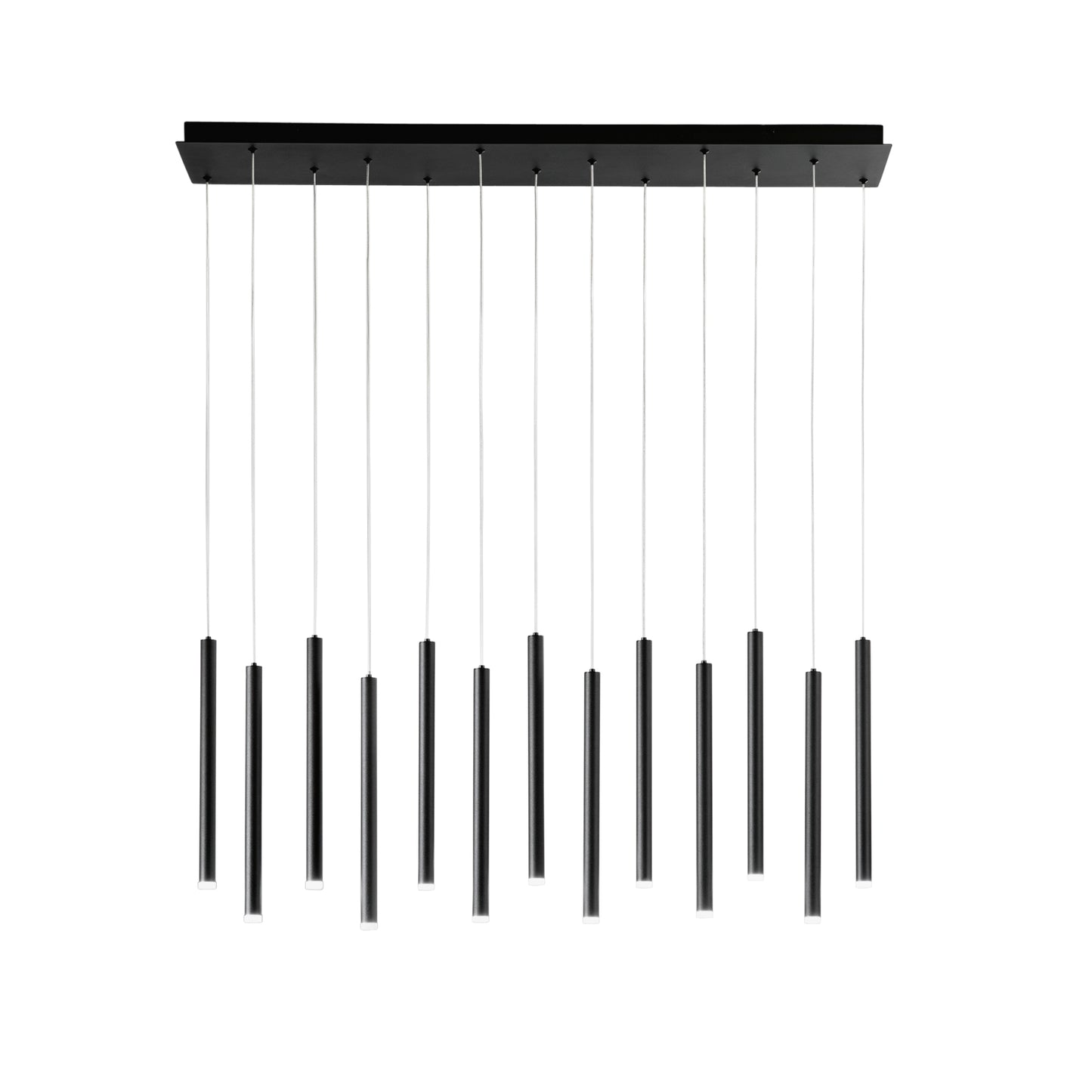 Sospensione LED PYPE a 13 pendenti in metallo nero, CCT