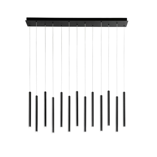 Sospensione LED PYPE a 13 pendenti in metallo nero, CCT