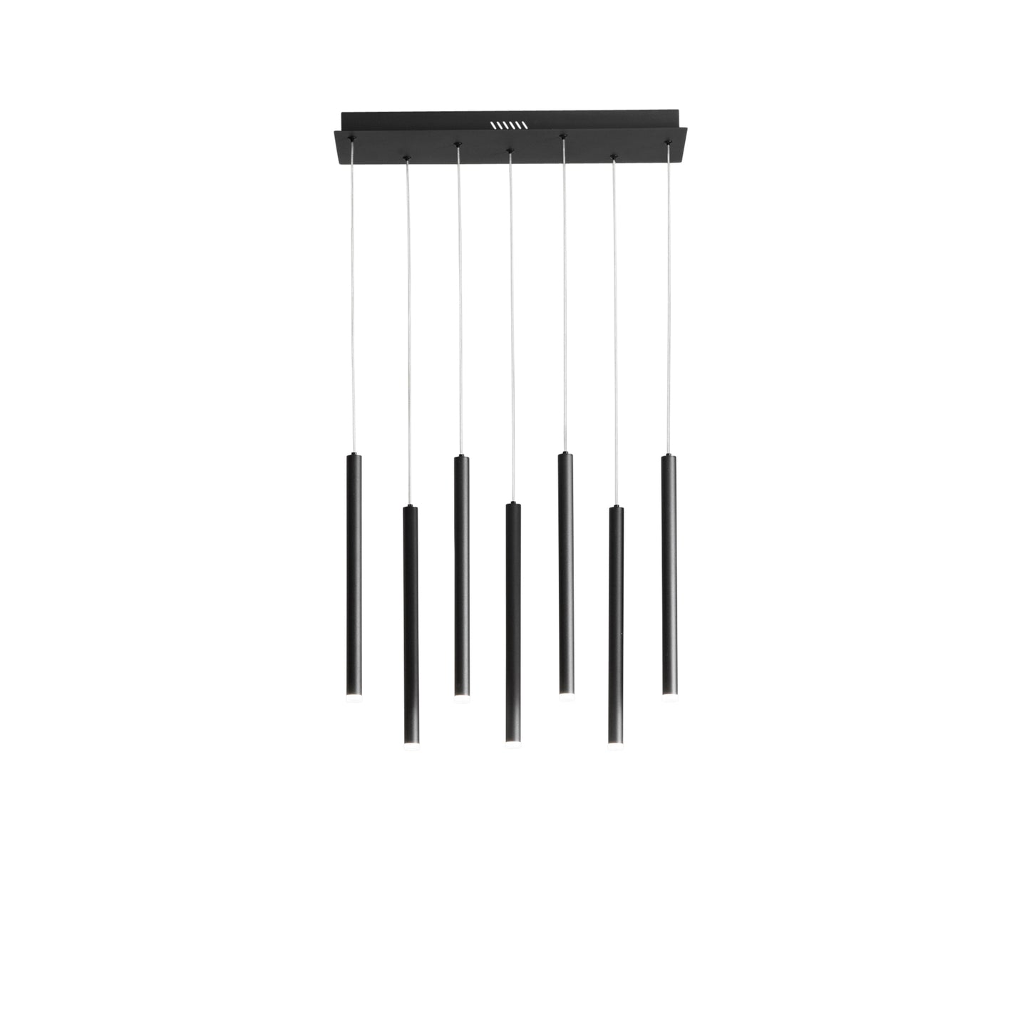 Sospensione LED PYPE a 7 pendenti in metallo nero, CCT