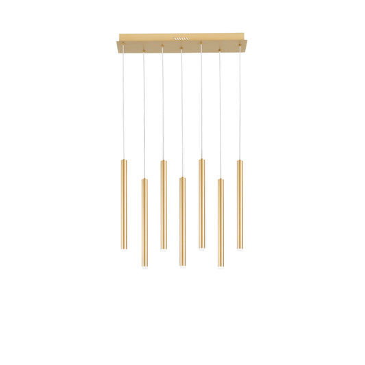 Sospensione LED PYPE a 7 pendenti in metallo oro, CCT