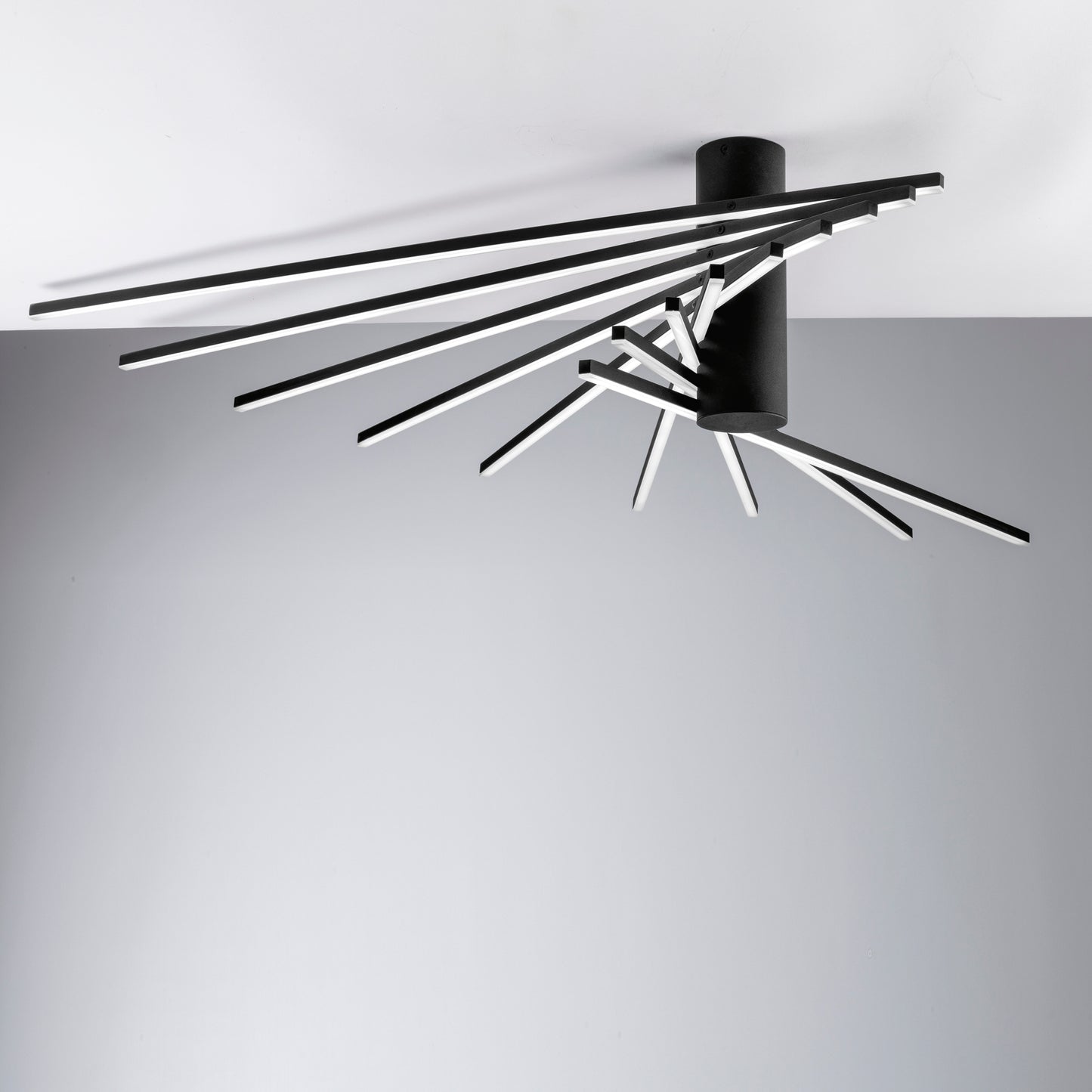 Plafoniera LED SHANGHAI 9 punti luce in alluminio nero 3000K (Luce calda)