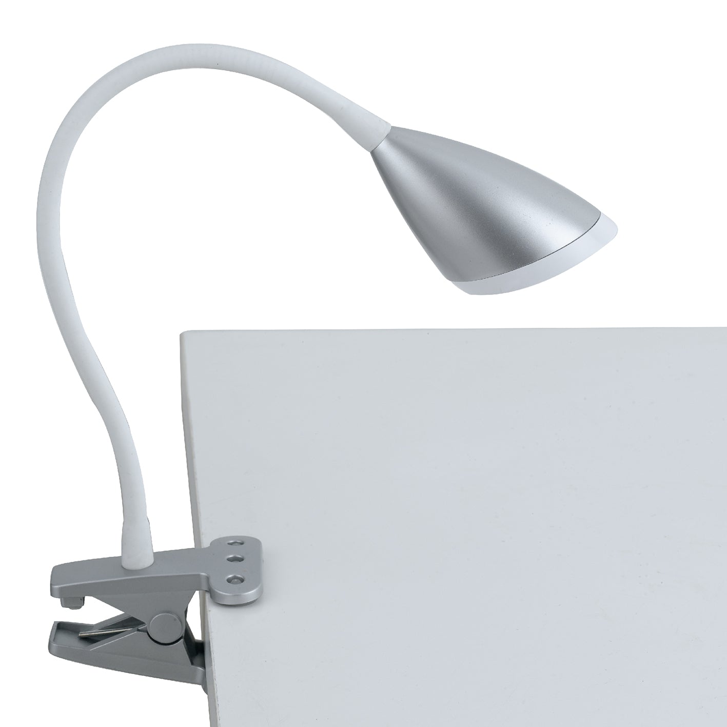 Lampada da letturaorientabile LED HEGEL argento con pinza di fissaggio 4000K (luce naturale)