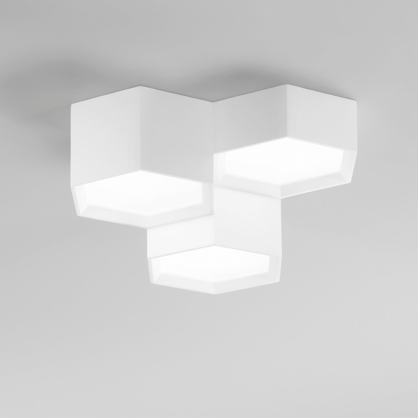 Plafoniera LED VORTEX in gesso bianco verniciabile, 3 punti luce, CCT