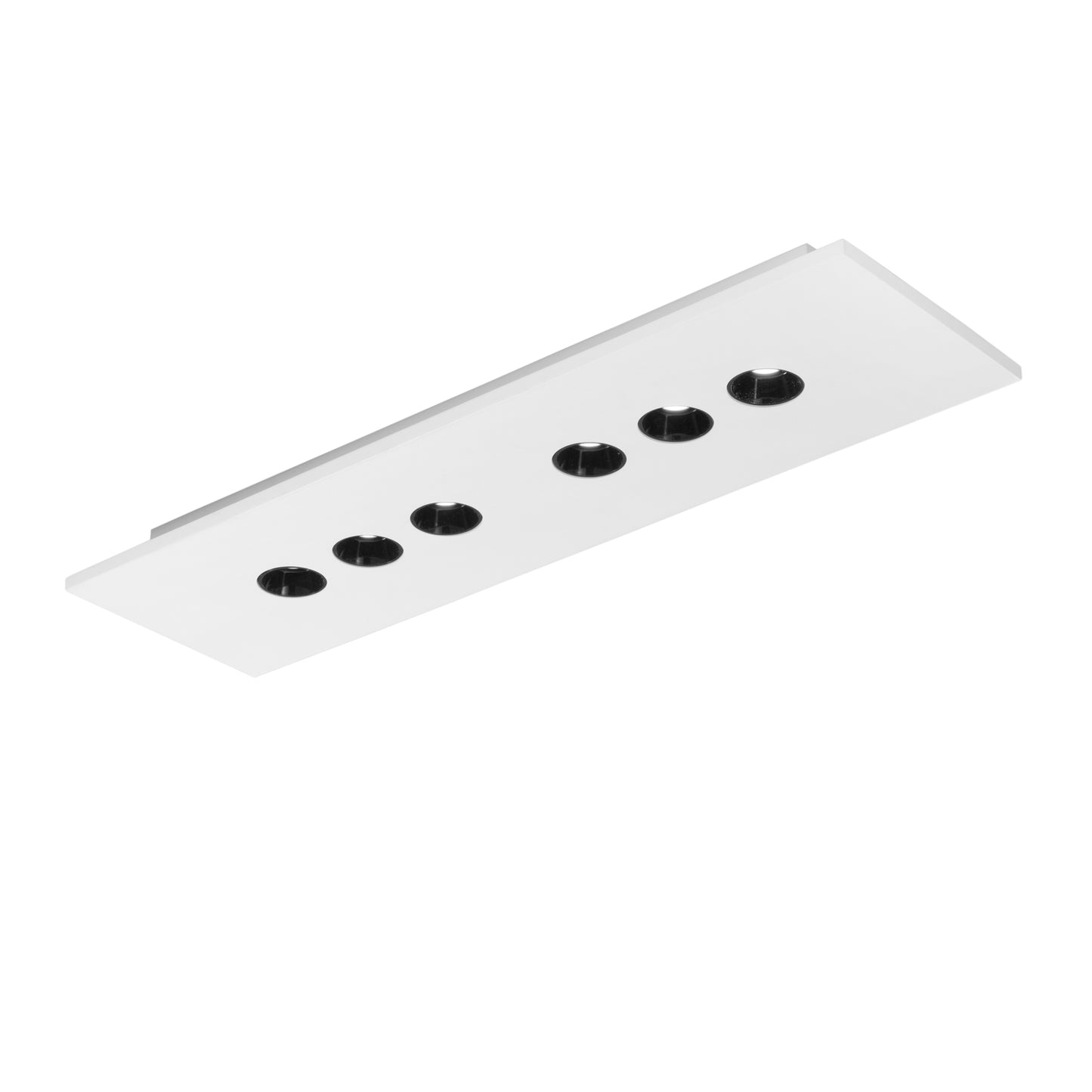 Plafoniera LED XICO in gesso bianco verniciabile, CCT, h 20x70 cm.