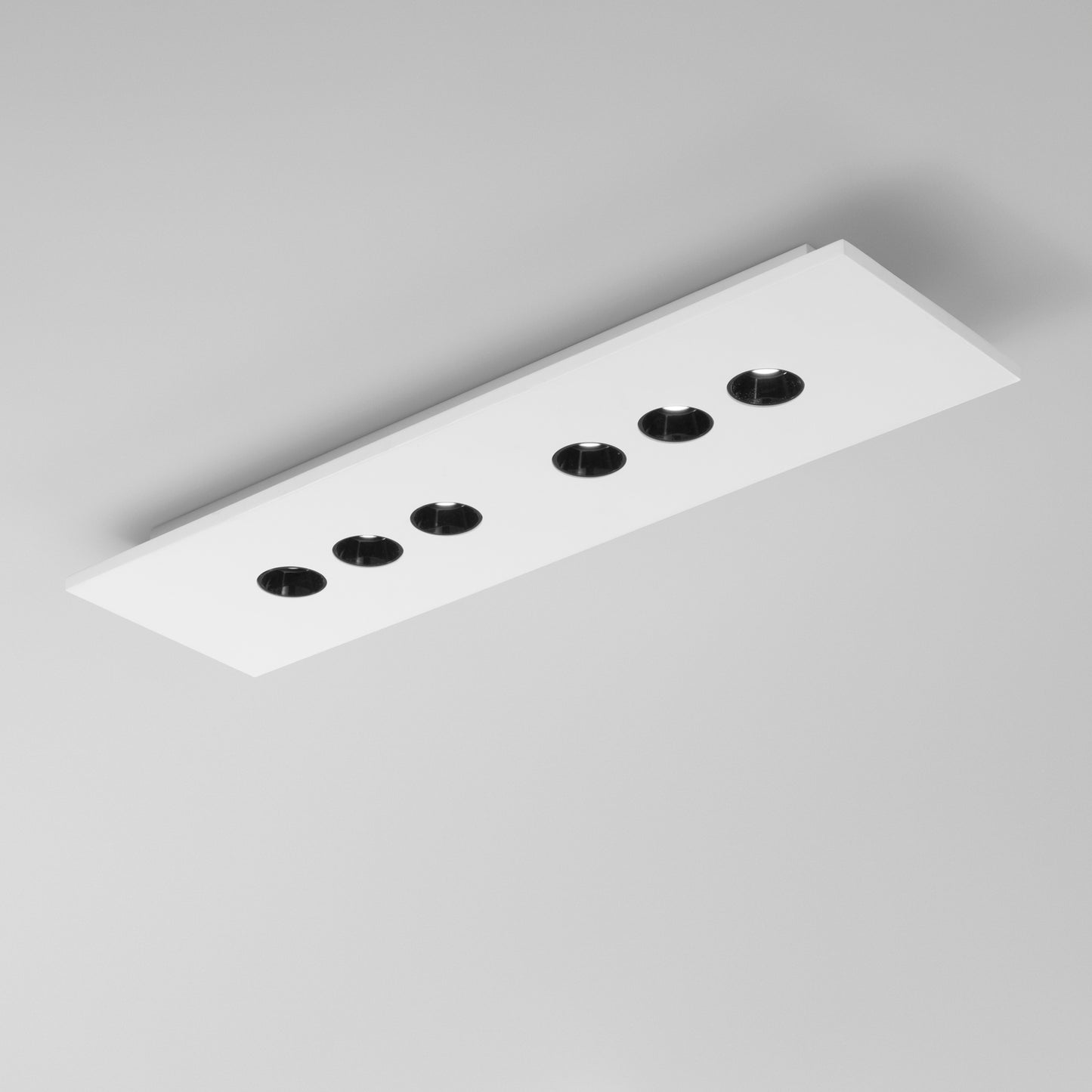 Plafoniera LED XICO in gesso bianco verniciabile, CCT, h 20x70 cm.