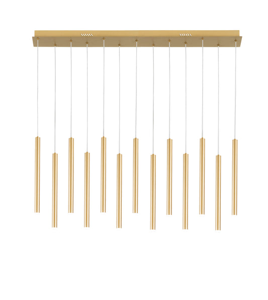 Sospensione LED PYPE a 13 pendenti in metallo oro, CCT