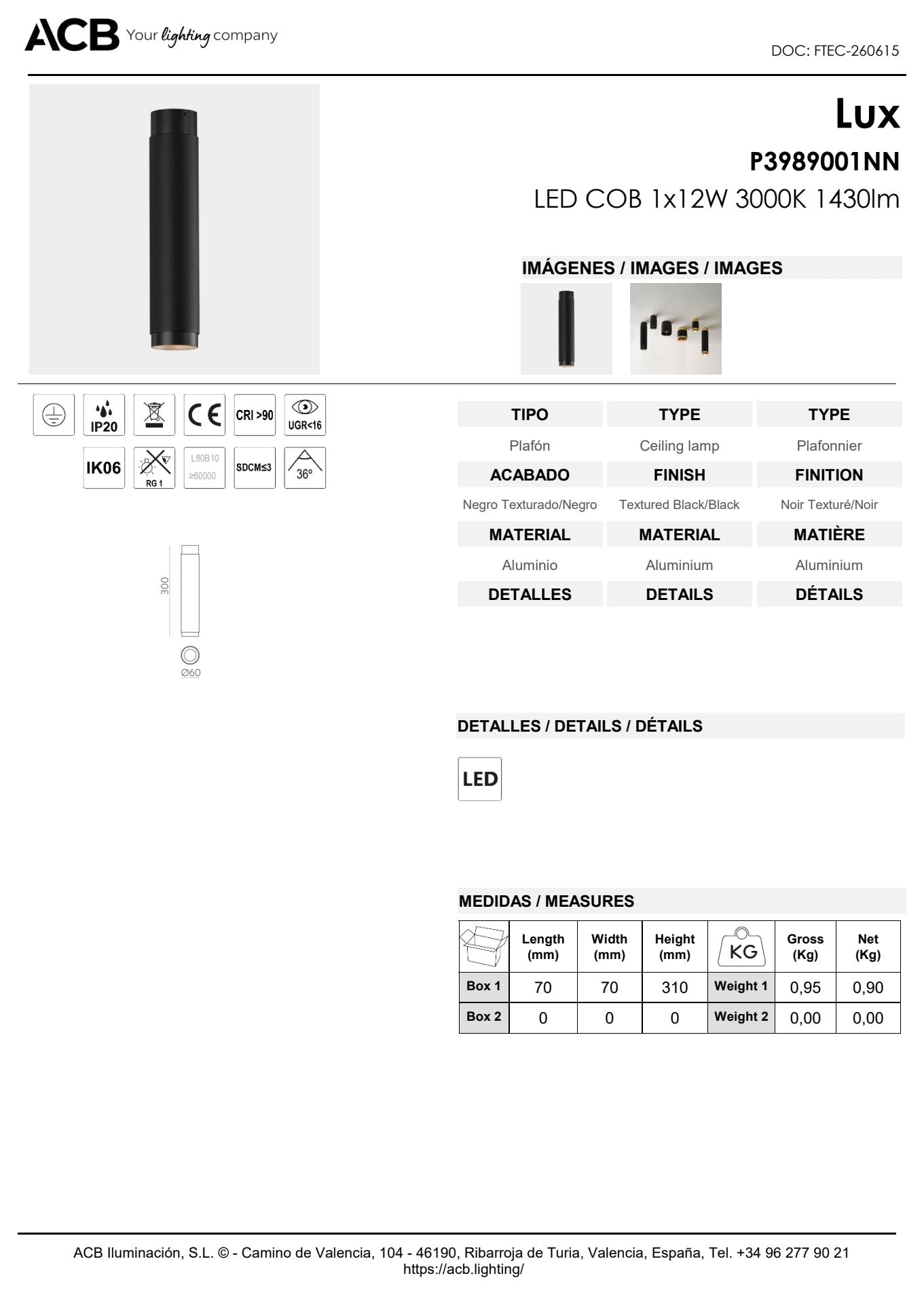 Scheda tecnica Lux - ACB