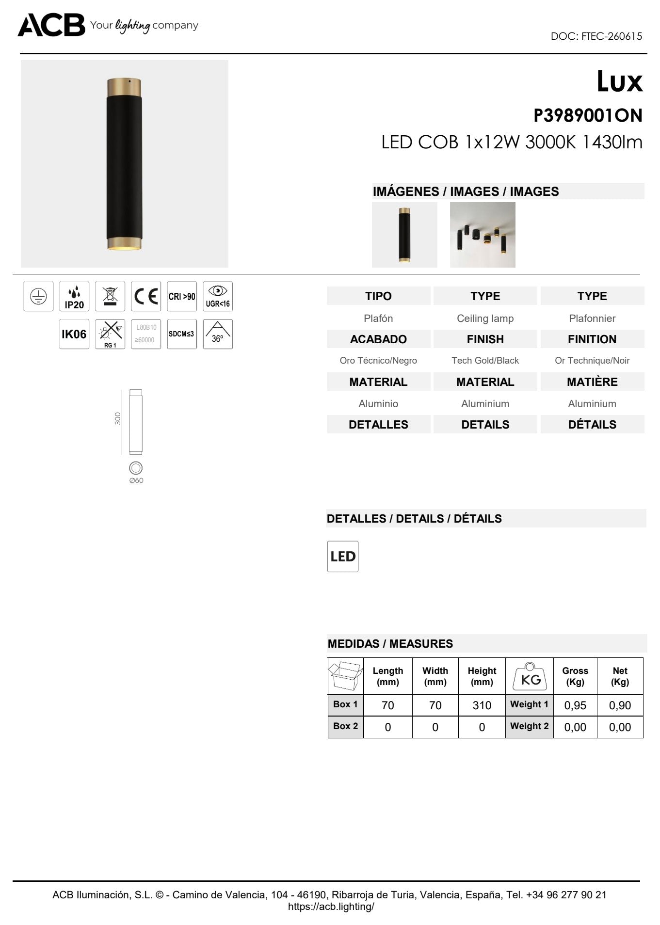 Scheda tecnica Lux - ACB