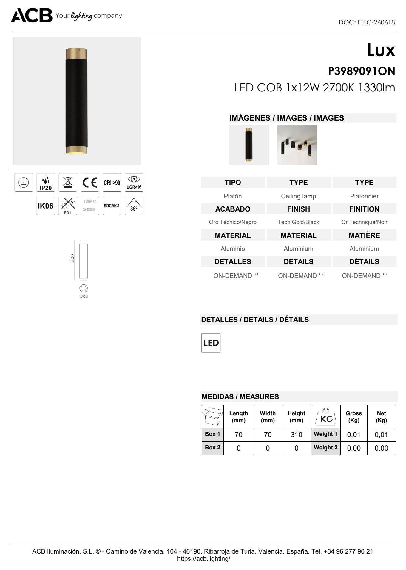 Scheda tecnica Lux - ACB
