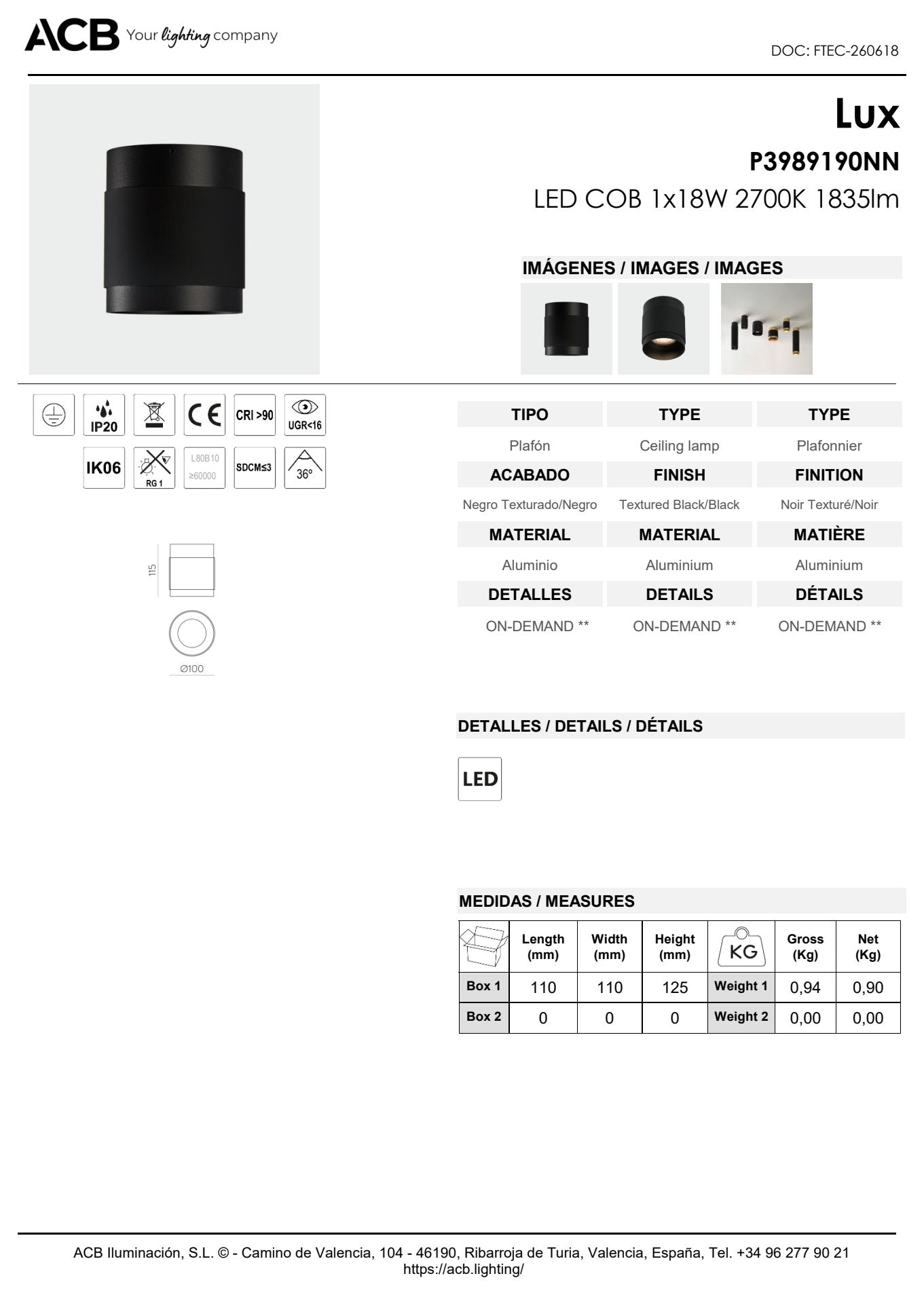 Scheda tecnica Lux - ACB