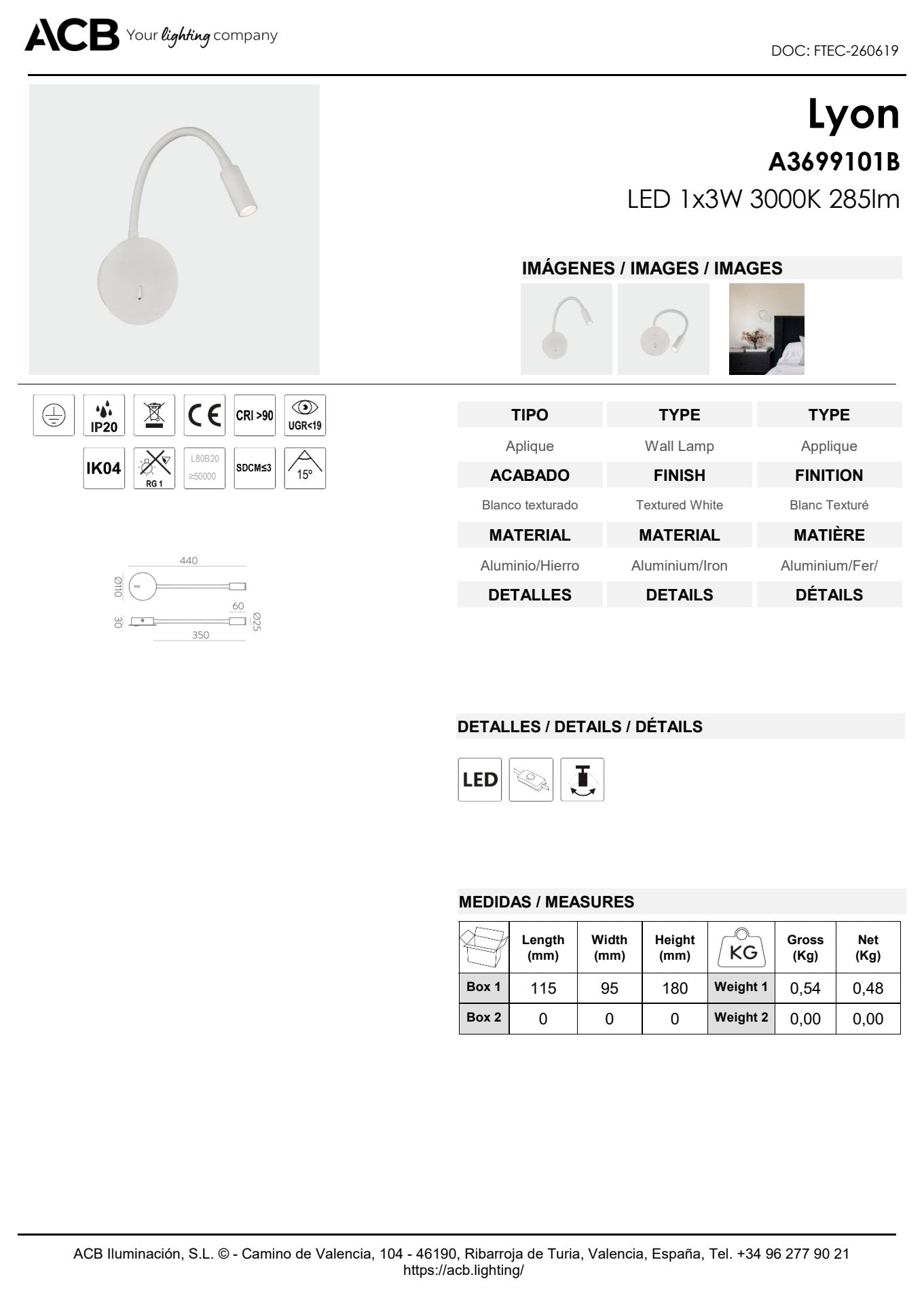 Scheda tecnica Lyon - ACB