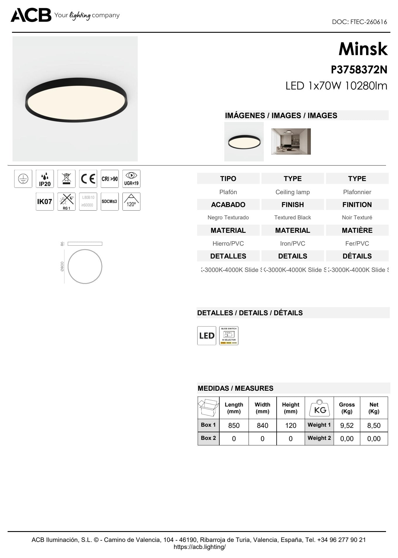 Scheda tecnica Minsk - ACB