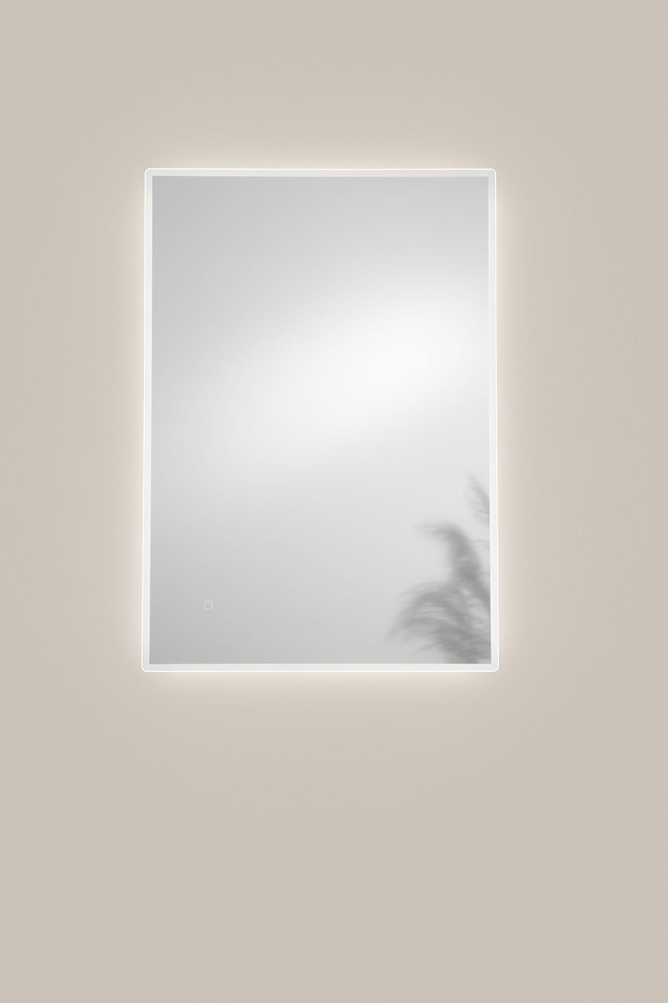 Specchio FRAME con illuminazione a LED, rettangolare con angoli smussati, CCT 3 temperature, touch dimming, pellicola antideflagrante, 100 x 70 cm