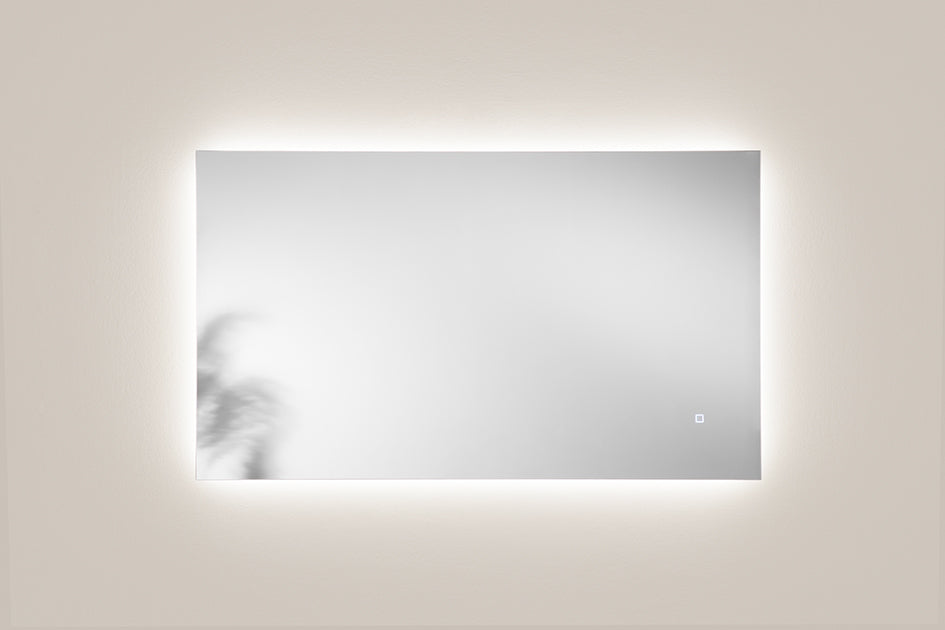 Specchio HALO con illuminazione a LED, rettangolare, CCT 3 temperature, pulsante touch dimming, pellicola antideflagrante, 120 x 70 cm
