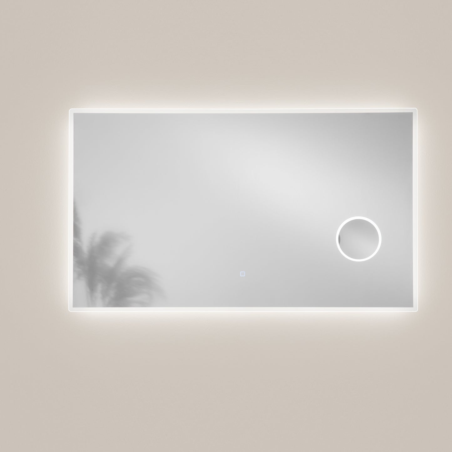 Specchio ZOOM con illuminazione a LED, rettangolare con angoli smussati, lente d'ingrandimento 3X, CCT 3 temperature, touch dimming, pellicola antideflagrante, 120 x 70 cm