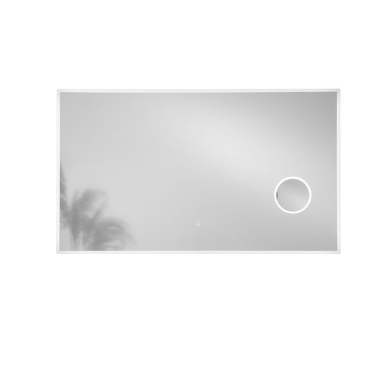 Specchio ZOOM con illuminazione a LED, rettangolare con angoli smussati, lente d'ingrandimento 3X, CCT 3 temperature, touch dimming, pellicola antideflagrante, 120 x 70 cm