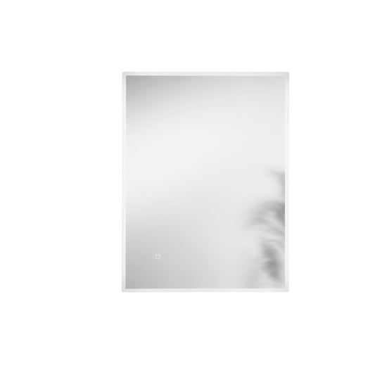 Specchio FRAME con illuminazione a LED, rettangolare con angoli smussati, CCT 3 temperature, touch dimming, pellicola antideflagrante, 80 x 60 cm