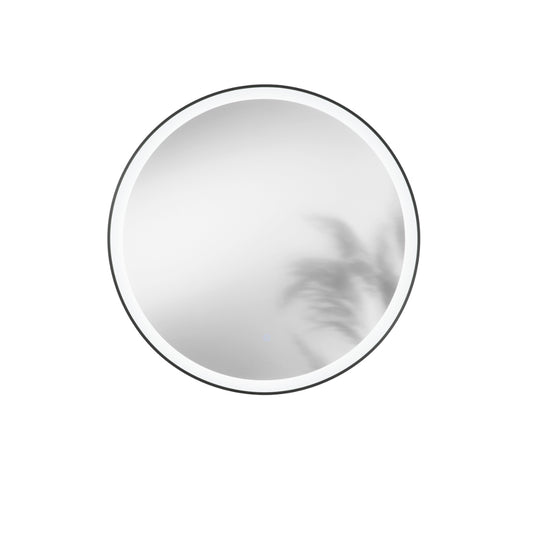 Specchio ORONERO tondo con illuminazione a LED, CCT, pulsante touch, pellicola antideflagrante, Nero