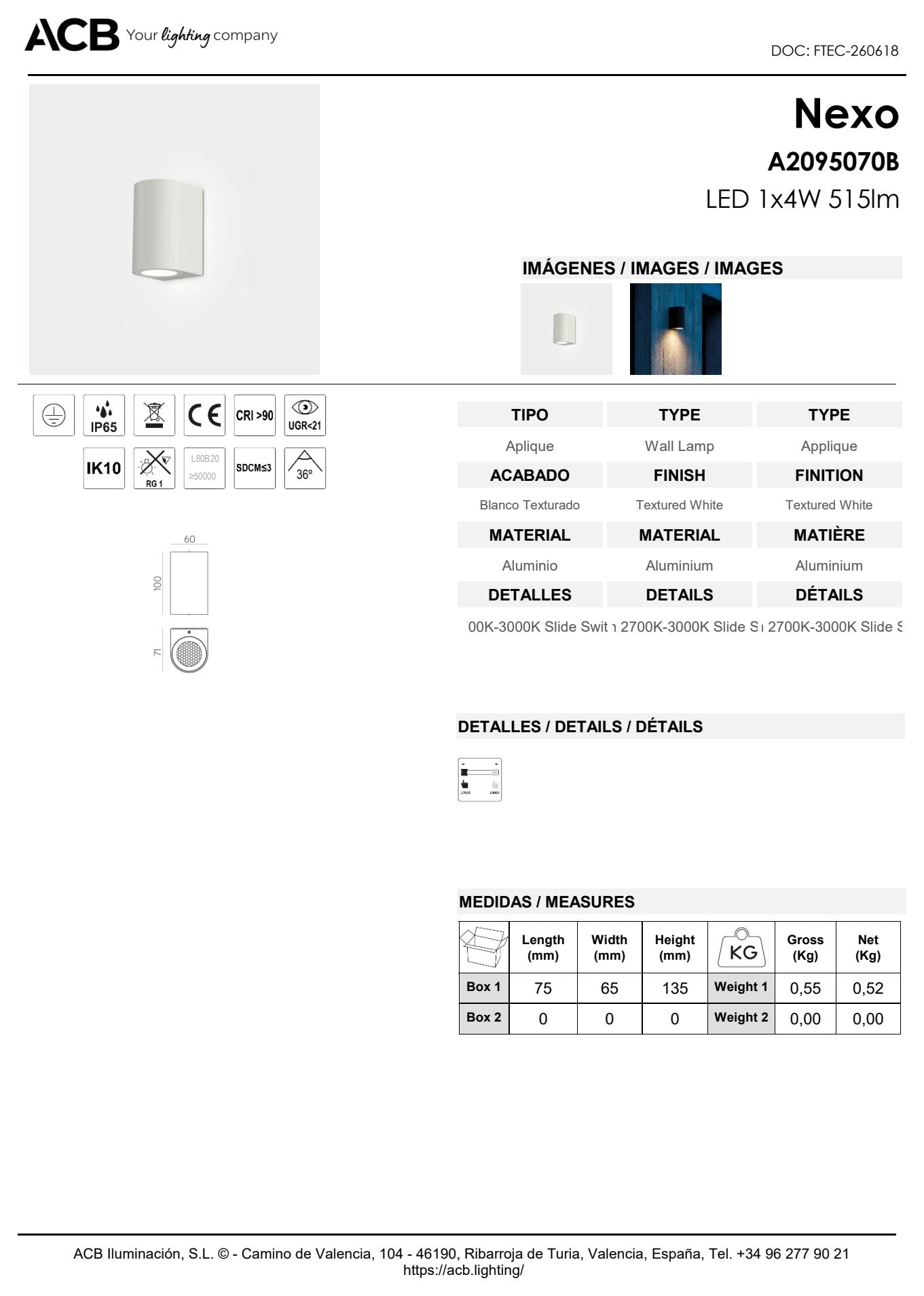 Scheda tecnica Nexo - ACB