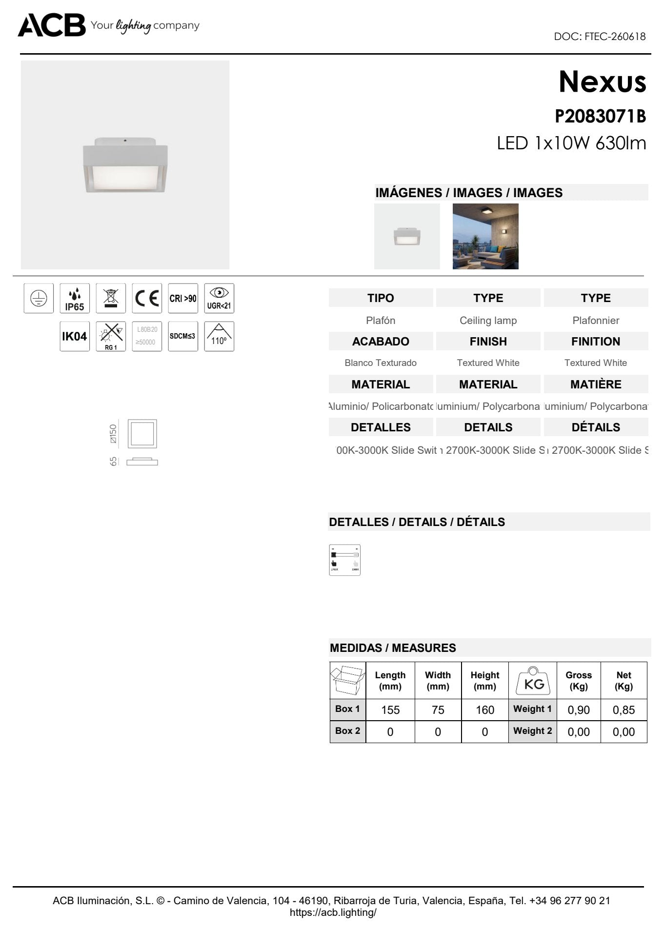 Scheda tecnica Nexus - ACB