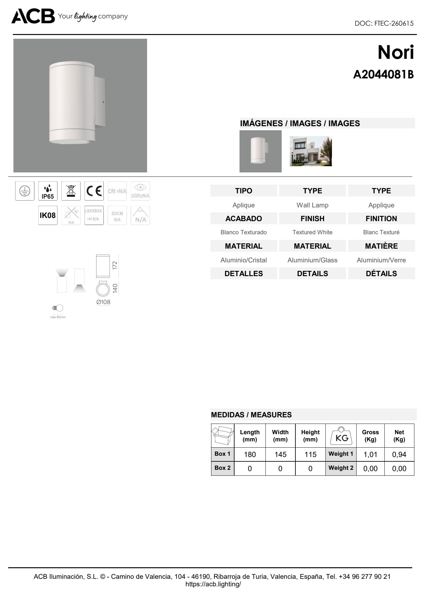 Scheda tecnica Nori - ACB