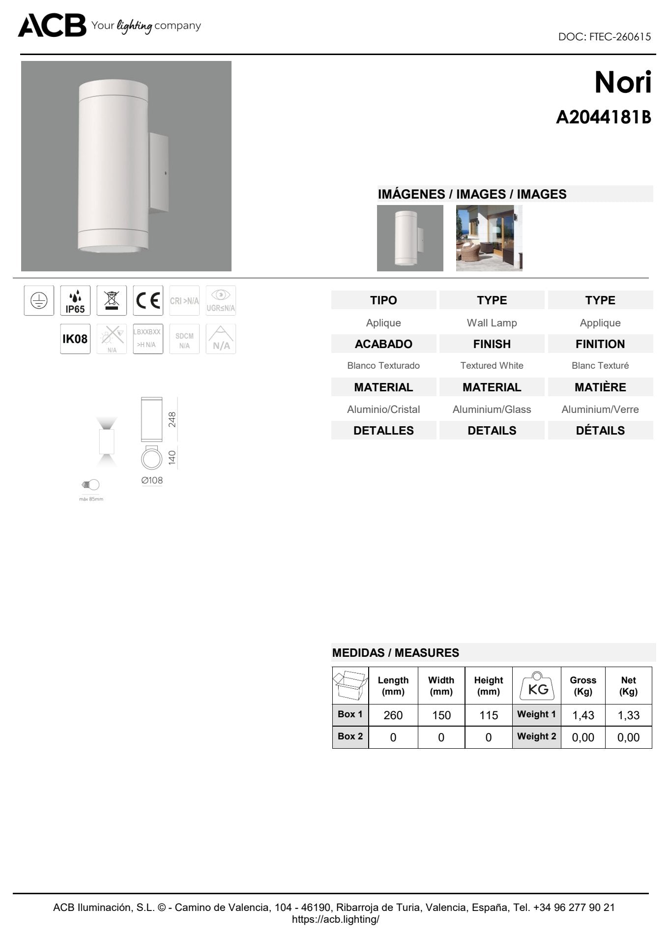 Scheda tecnica Nori - ACB