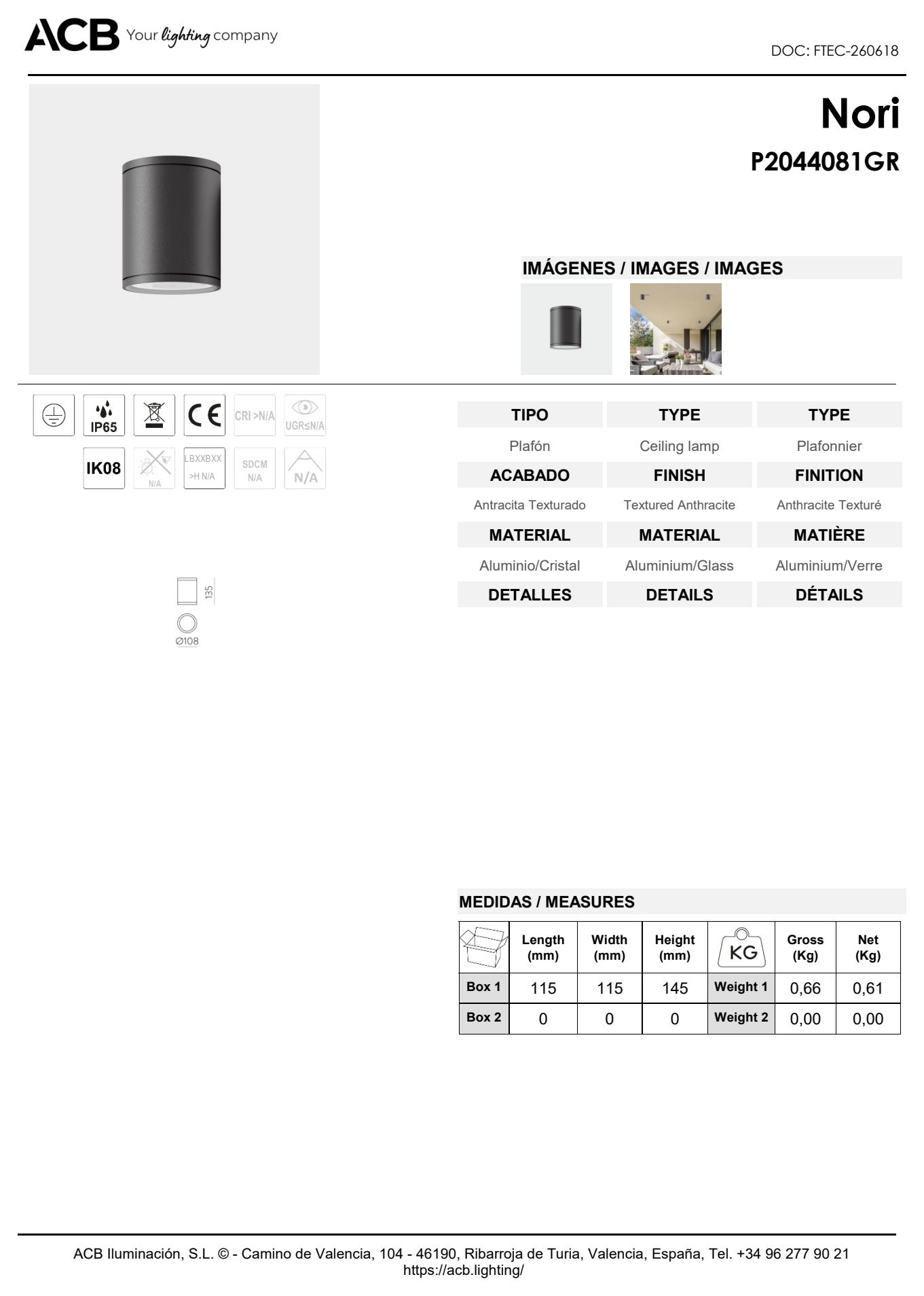 Scheda tecnica Nori - ACB