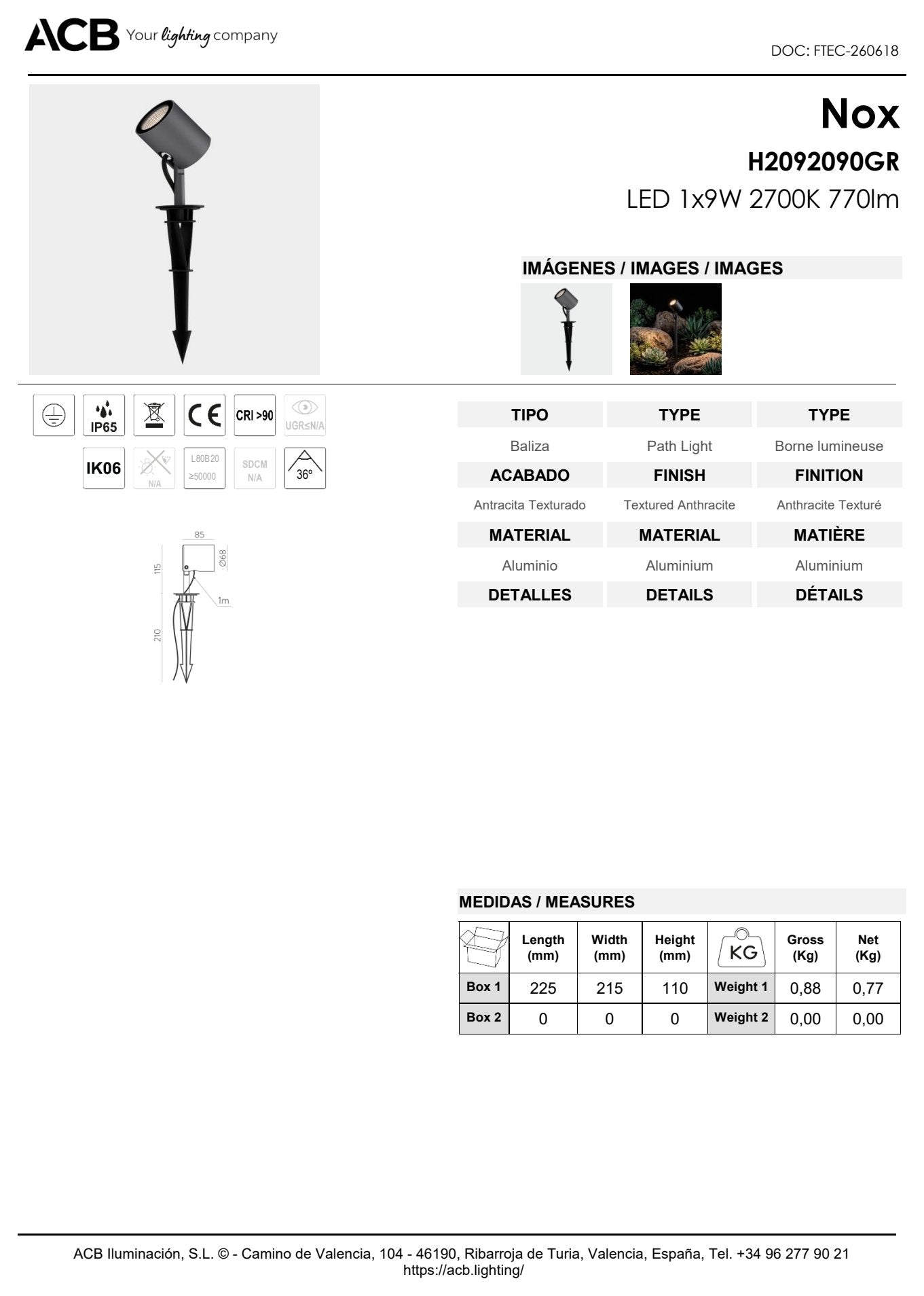 Scheda tecnica Nox - ACB