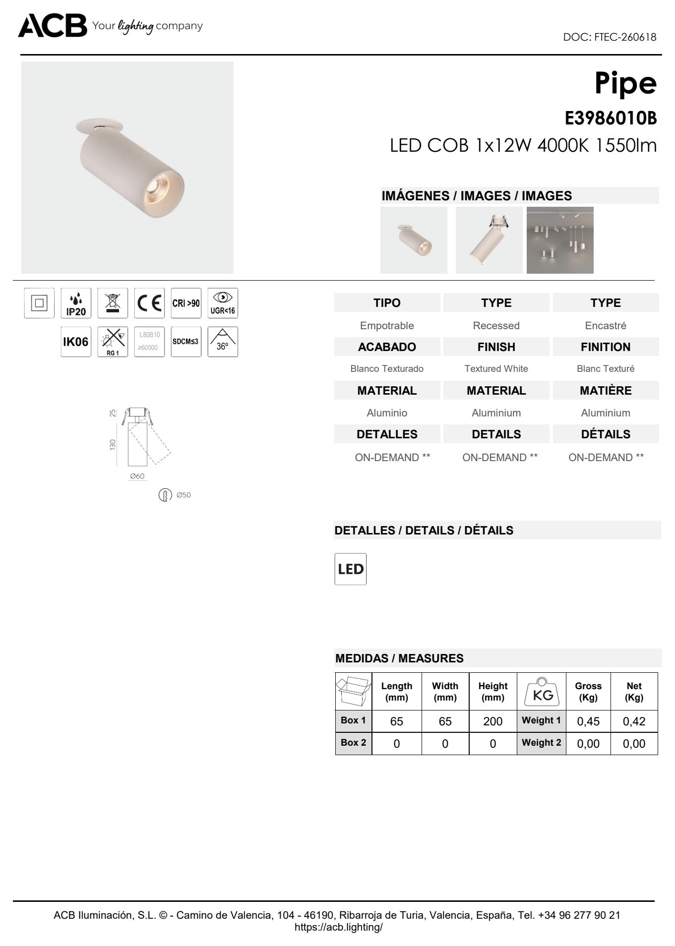 Scheda tecnica Pipe - ACB