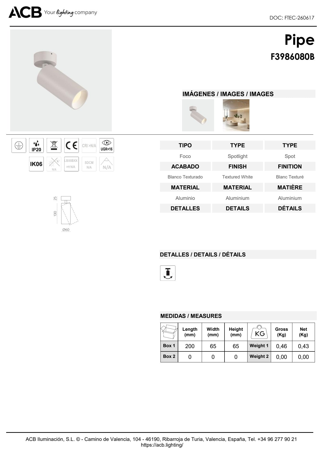Scheda tecnica Pipe - ACB