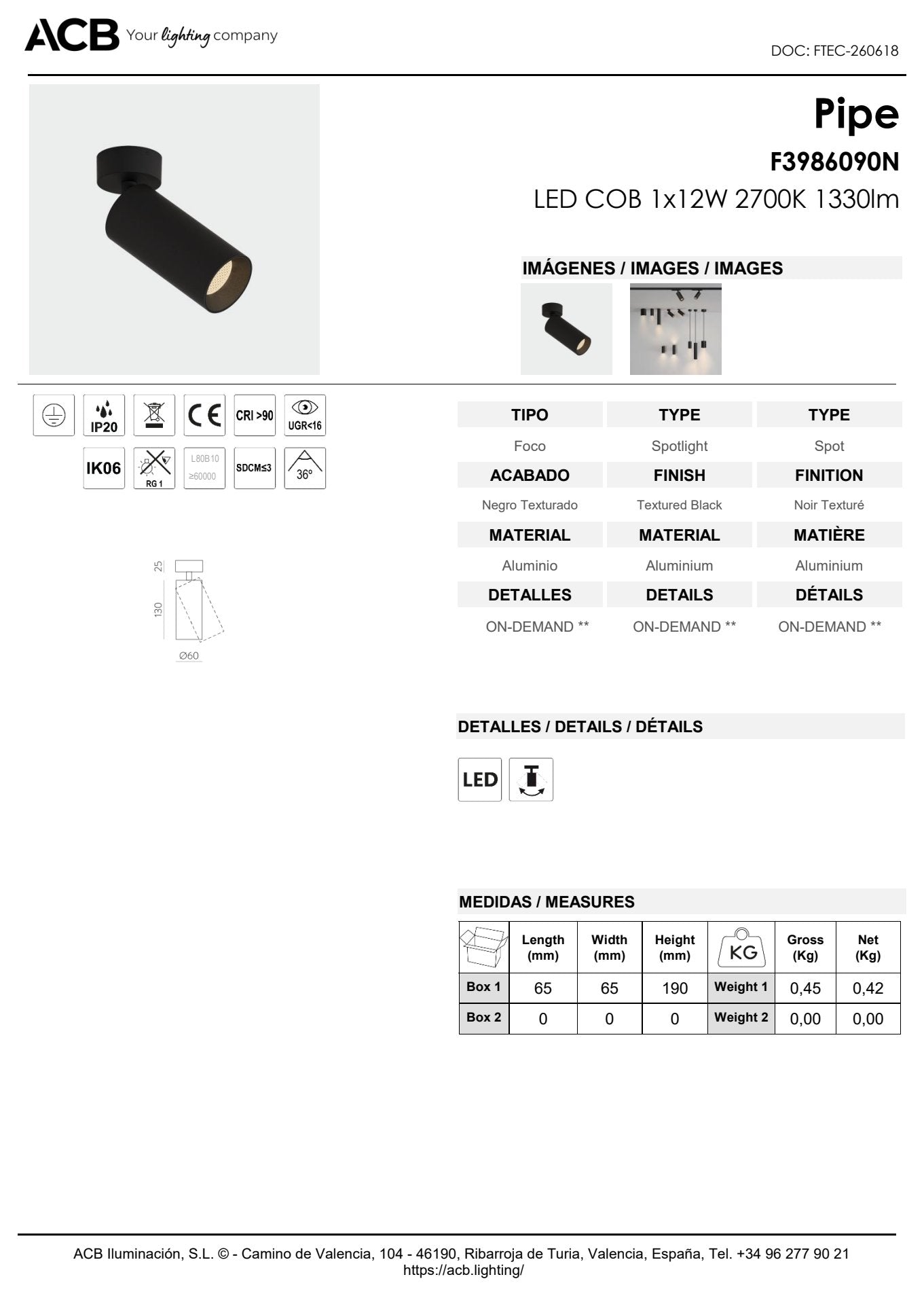 Scheda tecnica Pipe - ACB