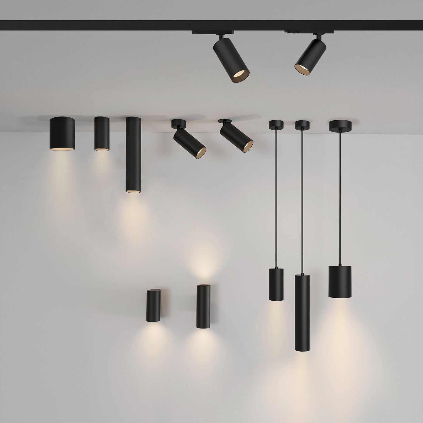 Pipe Plafoniera LED 3000K Ø60x130 Nero