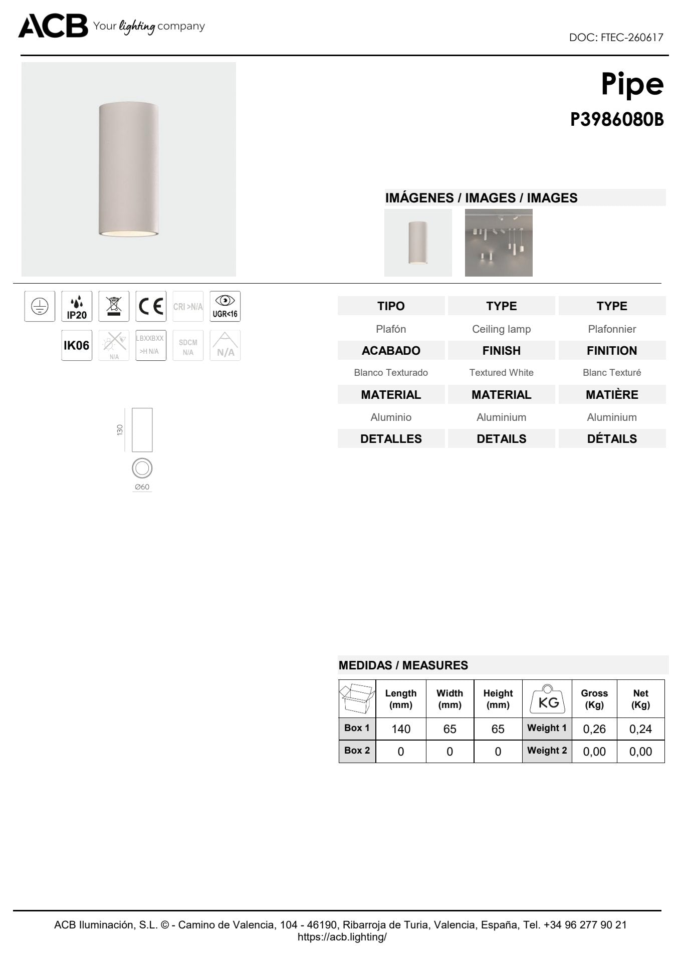 Scheda tecnica Pipe - ACB