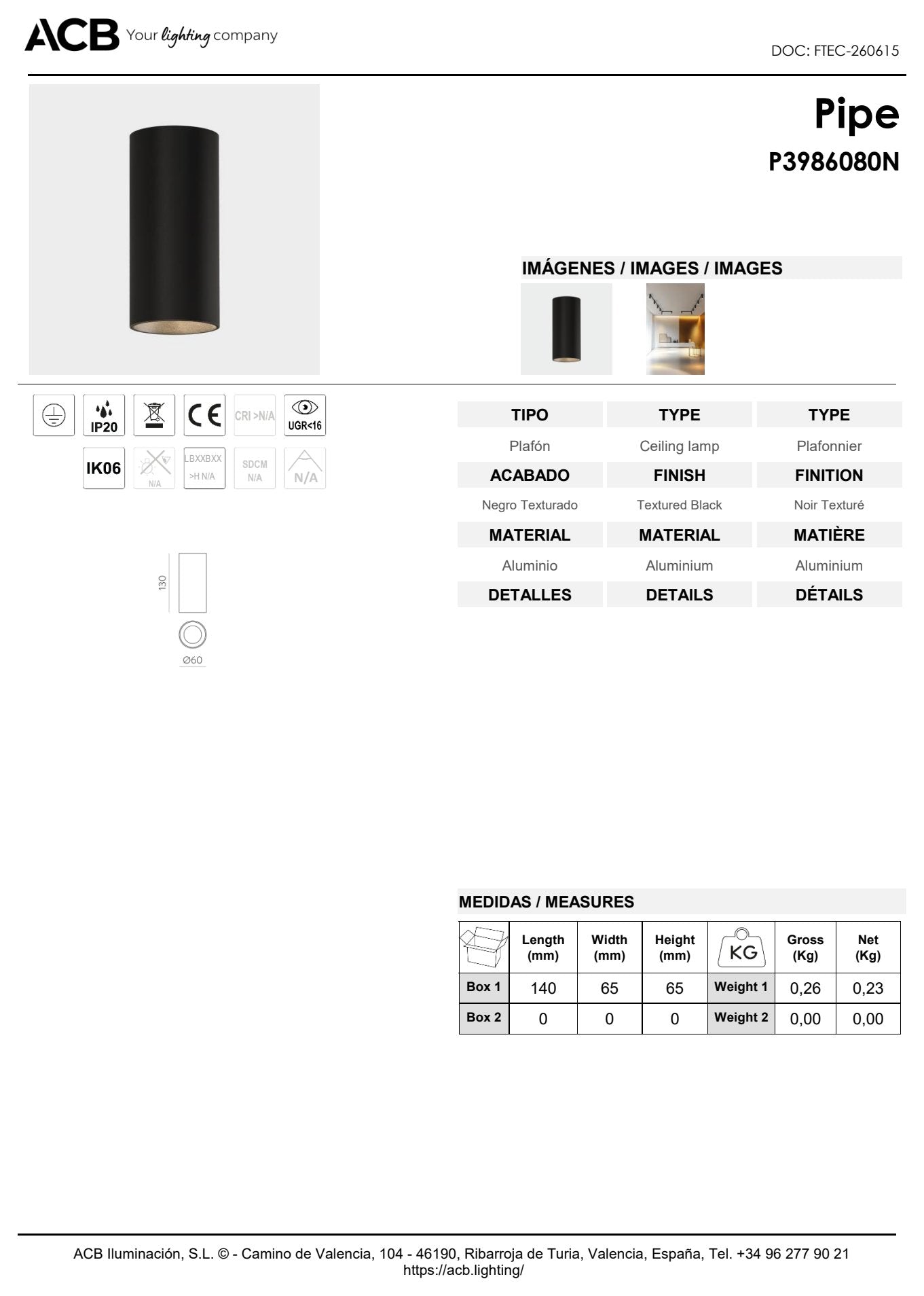 Scheda tecnica Pipe - ACB