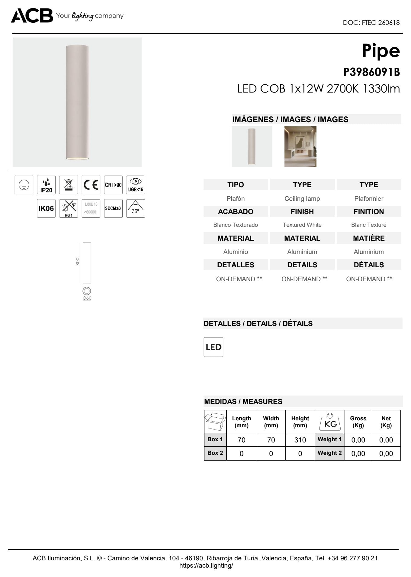Scheda tecnica Pipe - ACB