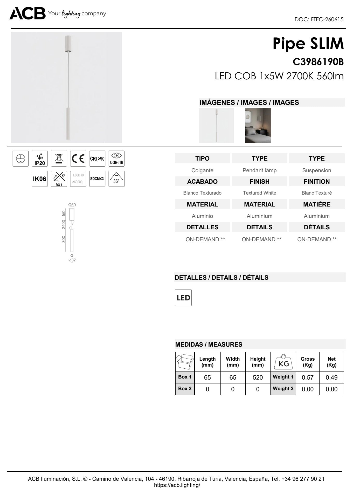 Scheda tecnica Pipe Slim - ACB