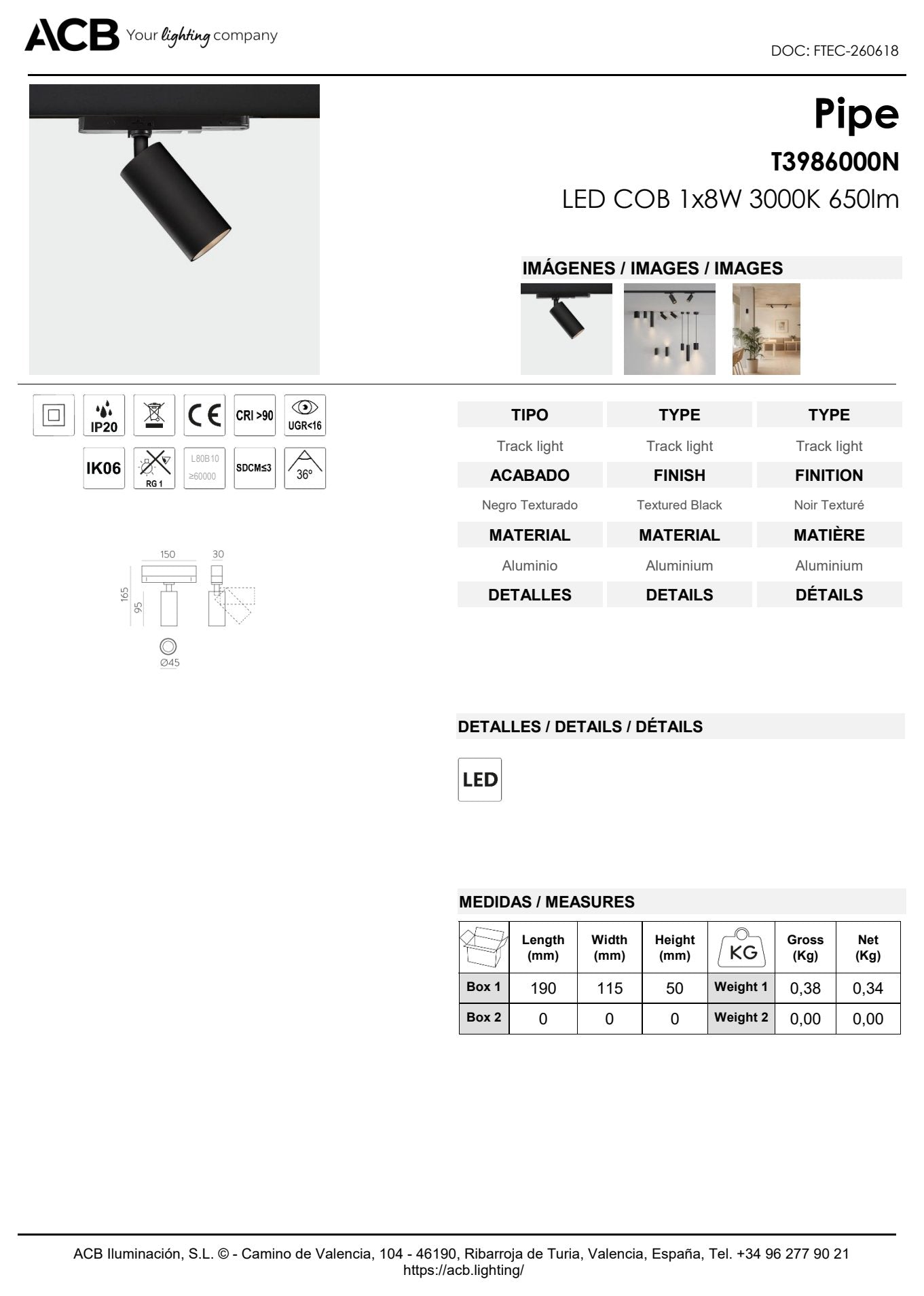 Scheda tecnica Pipe - ACB
