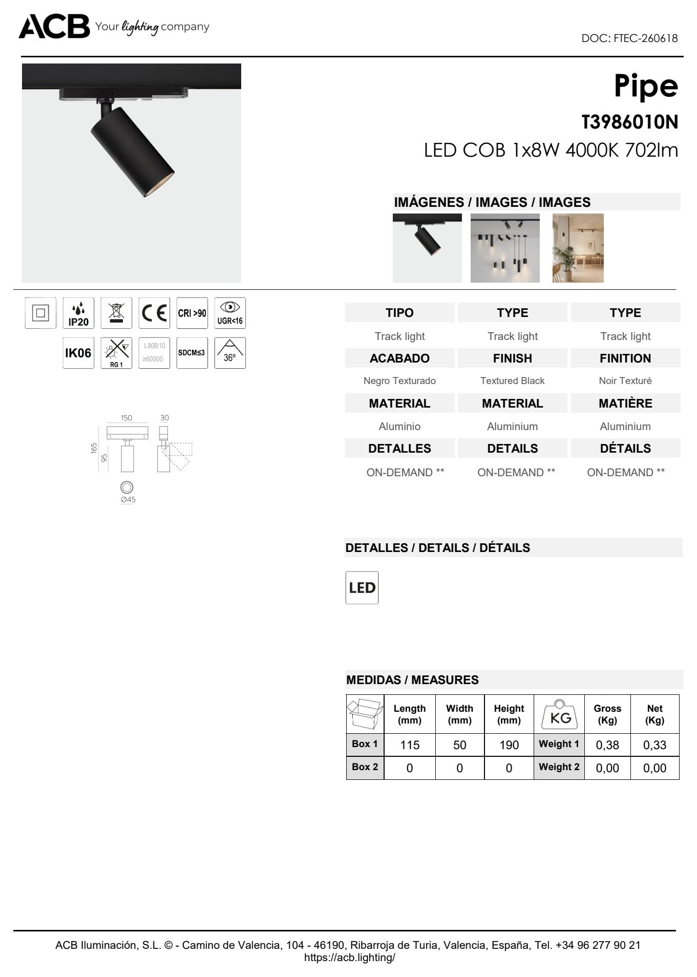 Scheda tecnica Pipe - ACB