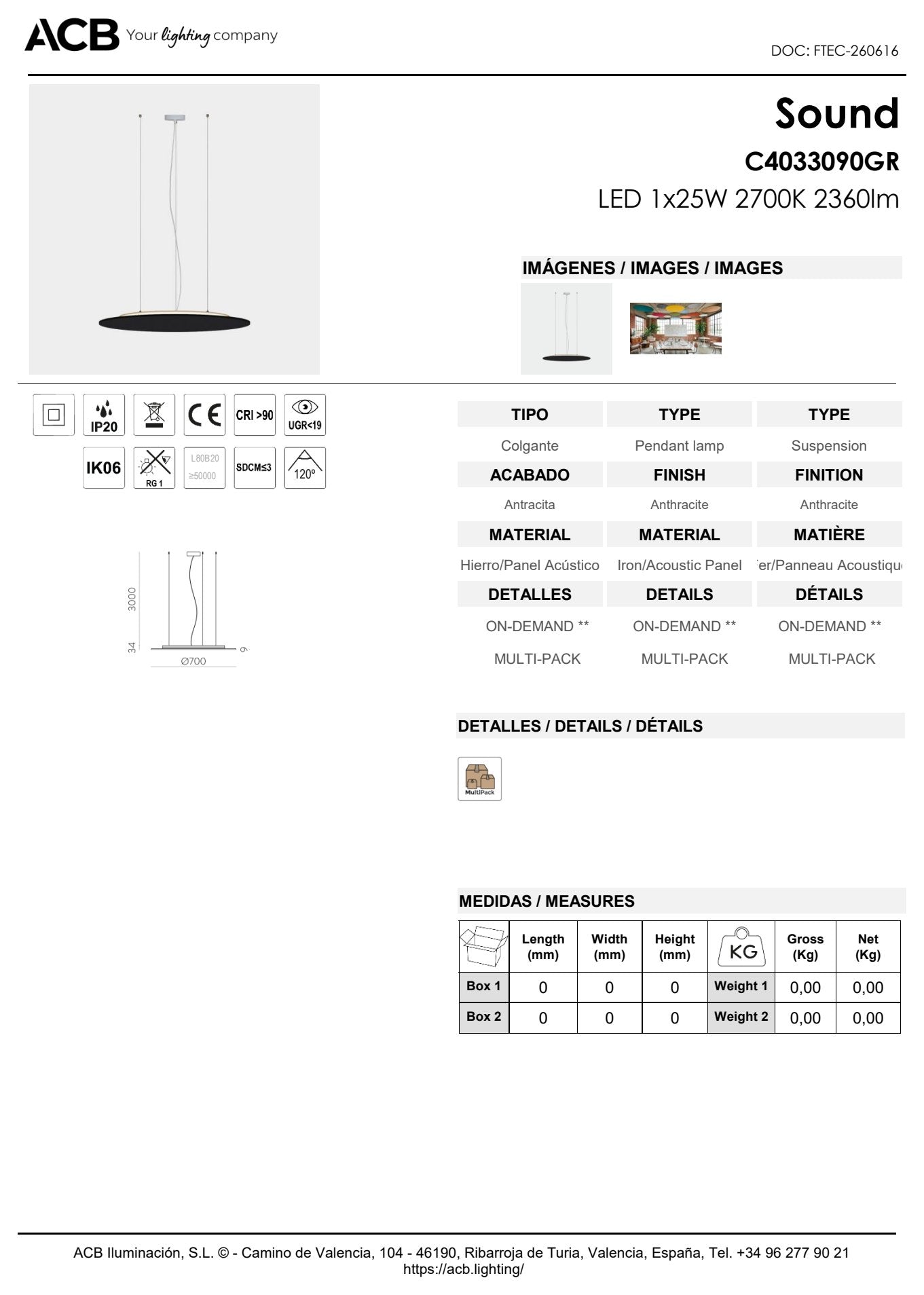 Scheda tecnica Sound - ACB