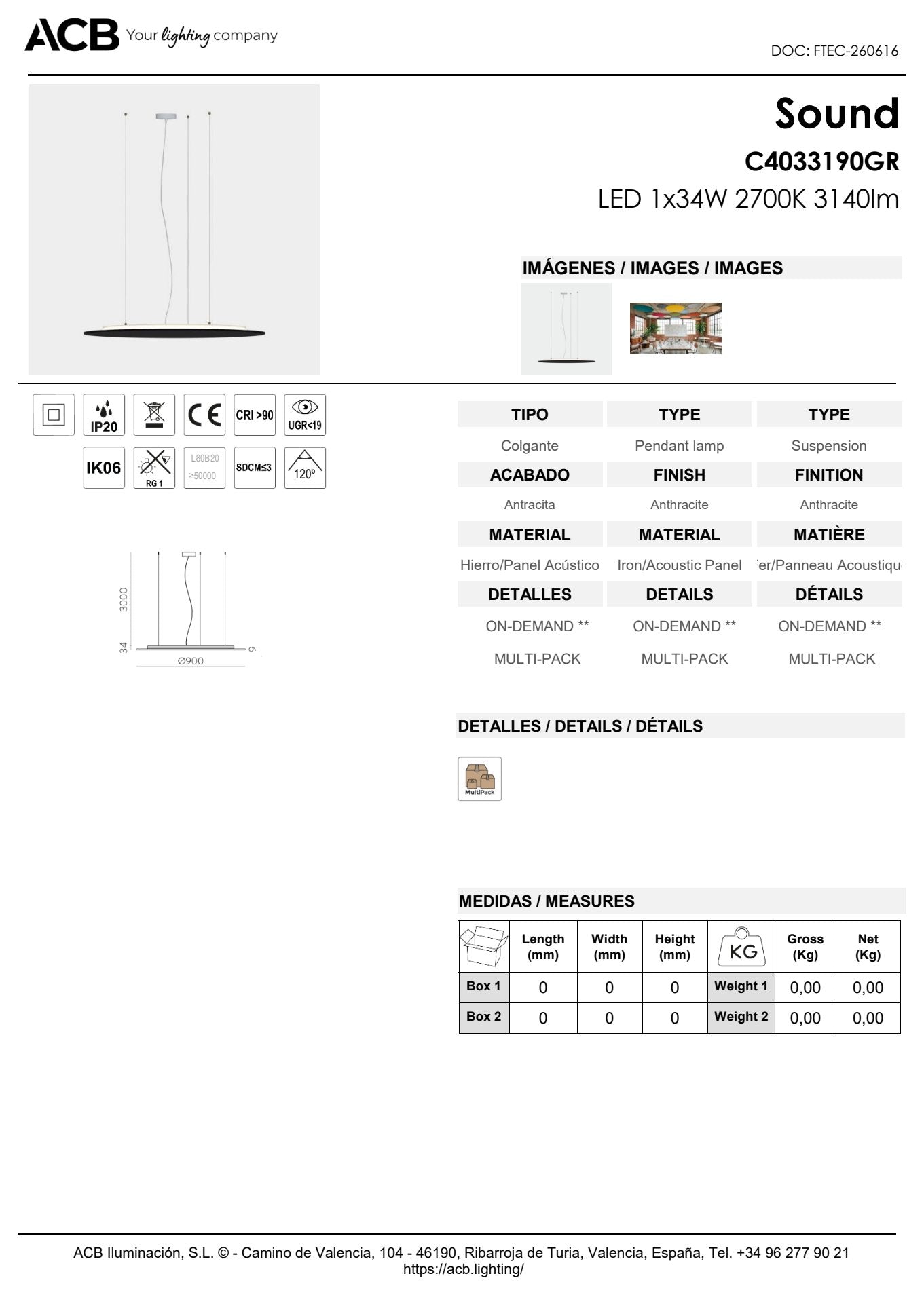 Scheda tecnica Sound - ACB