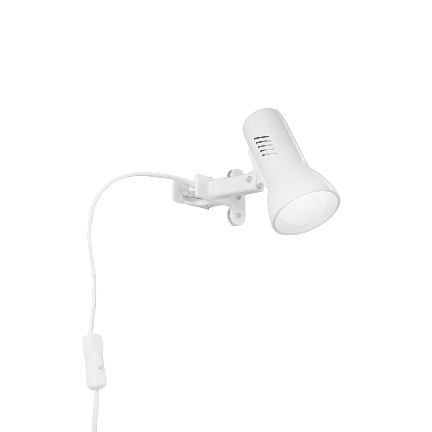 Spot CARRERA in metallo bianco a pinza con presa e interruttore