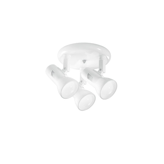 Spot plafoniera CARRERA in metallo bianco con 3 diffusori orientabili