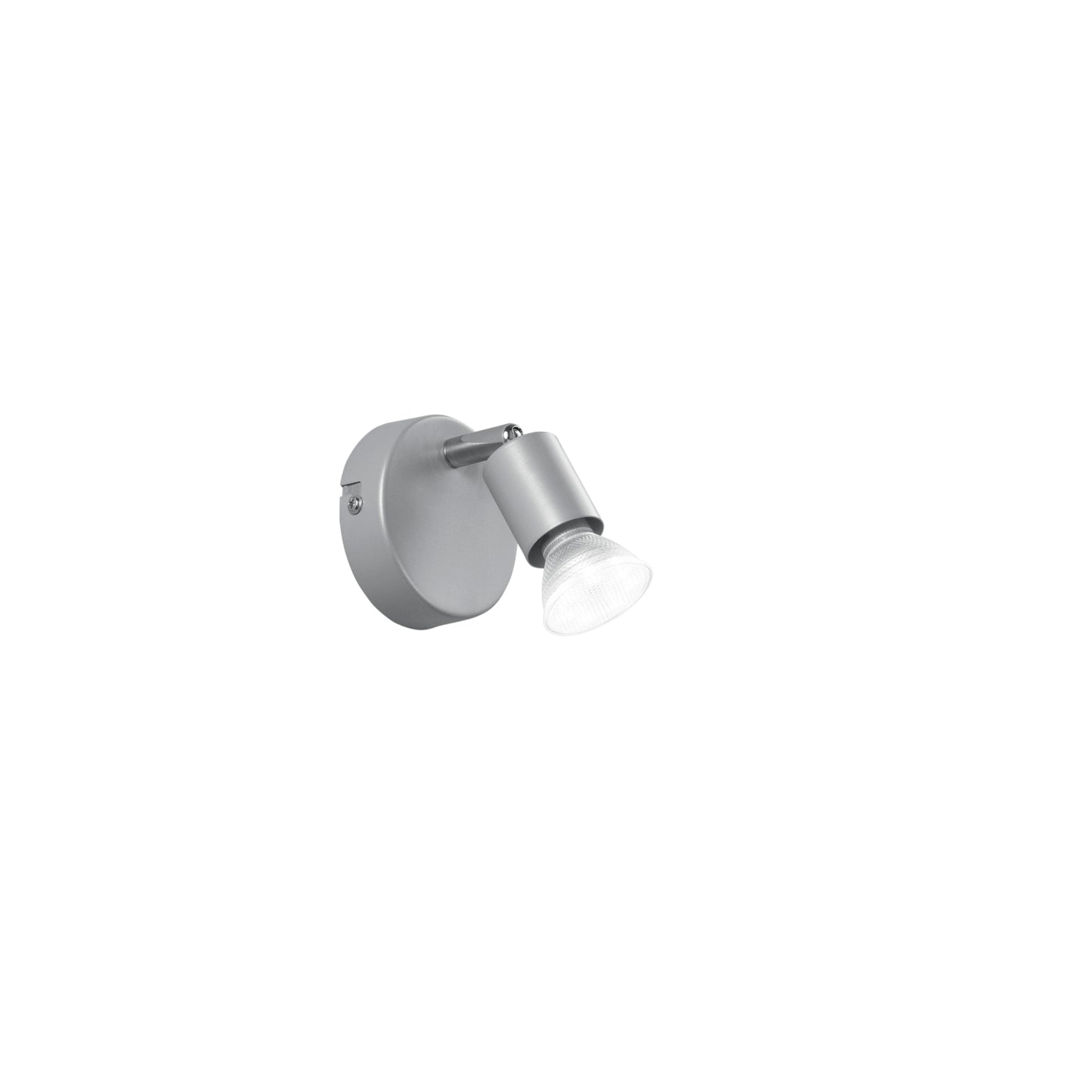 Spot COOPER in metallo argento con diffusore orientabile e lampadina inclusa
