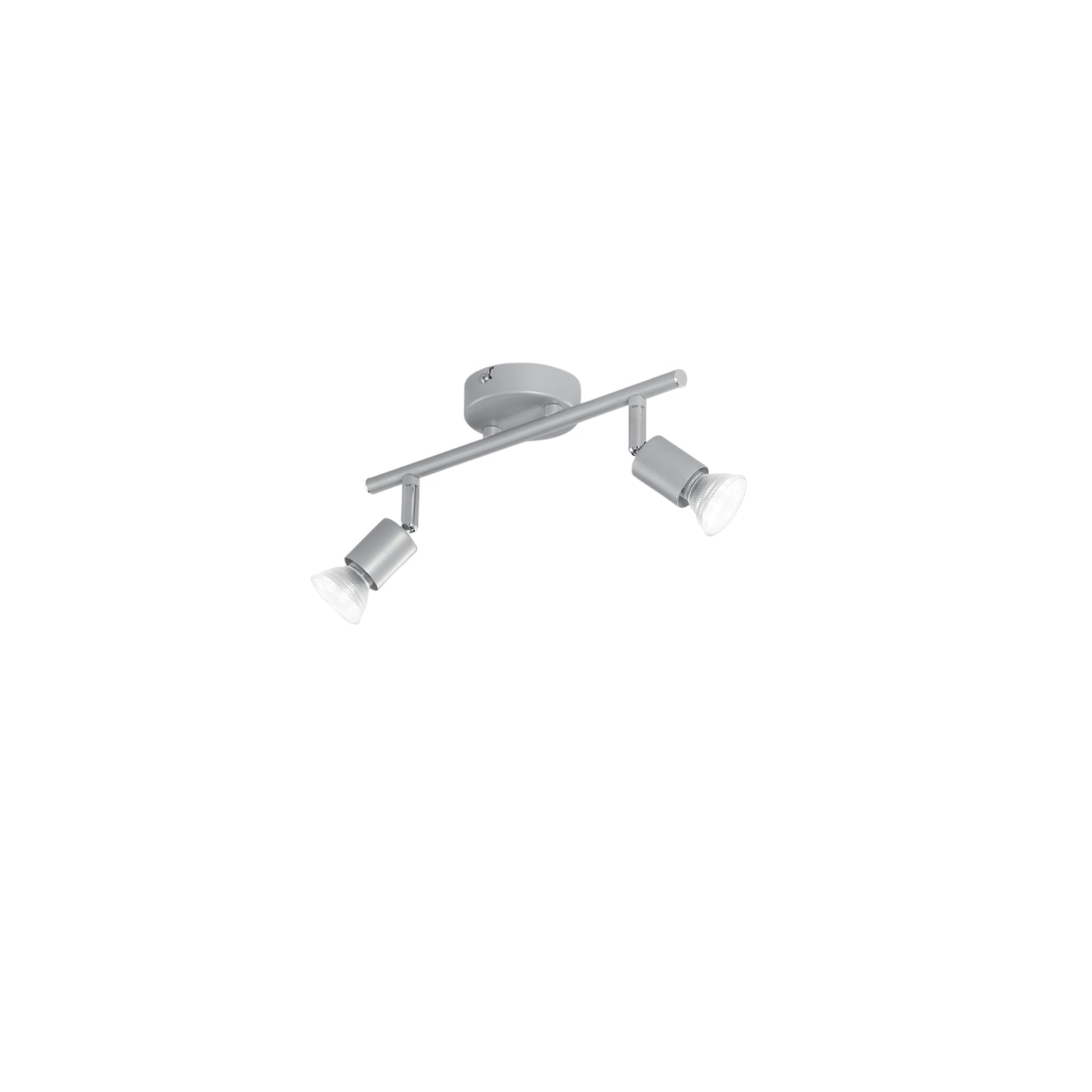 Spot COOPER in metallo argento con 2 diffusori orientabili e lampadine incluse