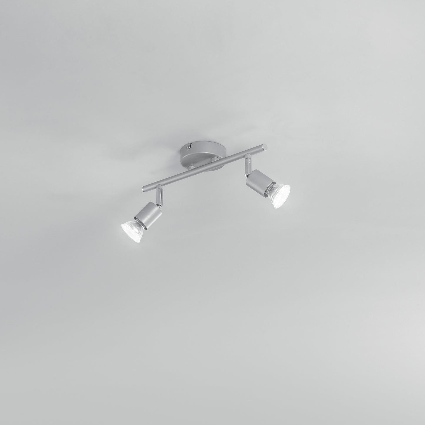 Spot COOPER in metallo argento con 2 diffusori orientabili e lampadine incluse